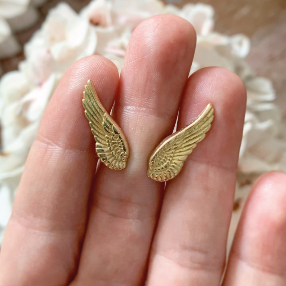 Aretes Alitas de Oro 18k