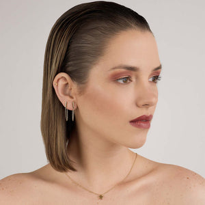 Aretes Line Cadena Oro 18k